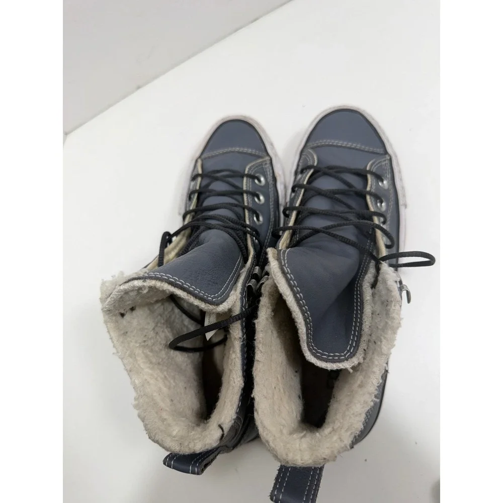 Converse Chuck Taylor All Star City hiker gray Leather Faux Fur‎ Boots 144732C